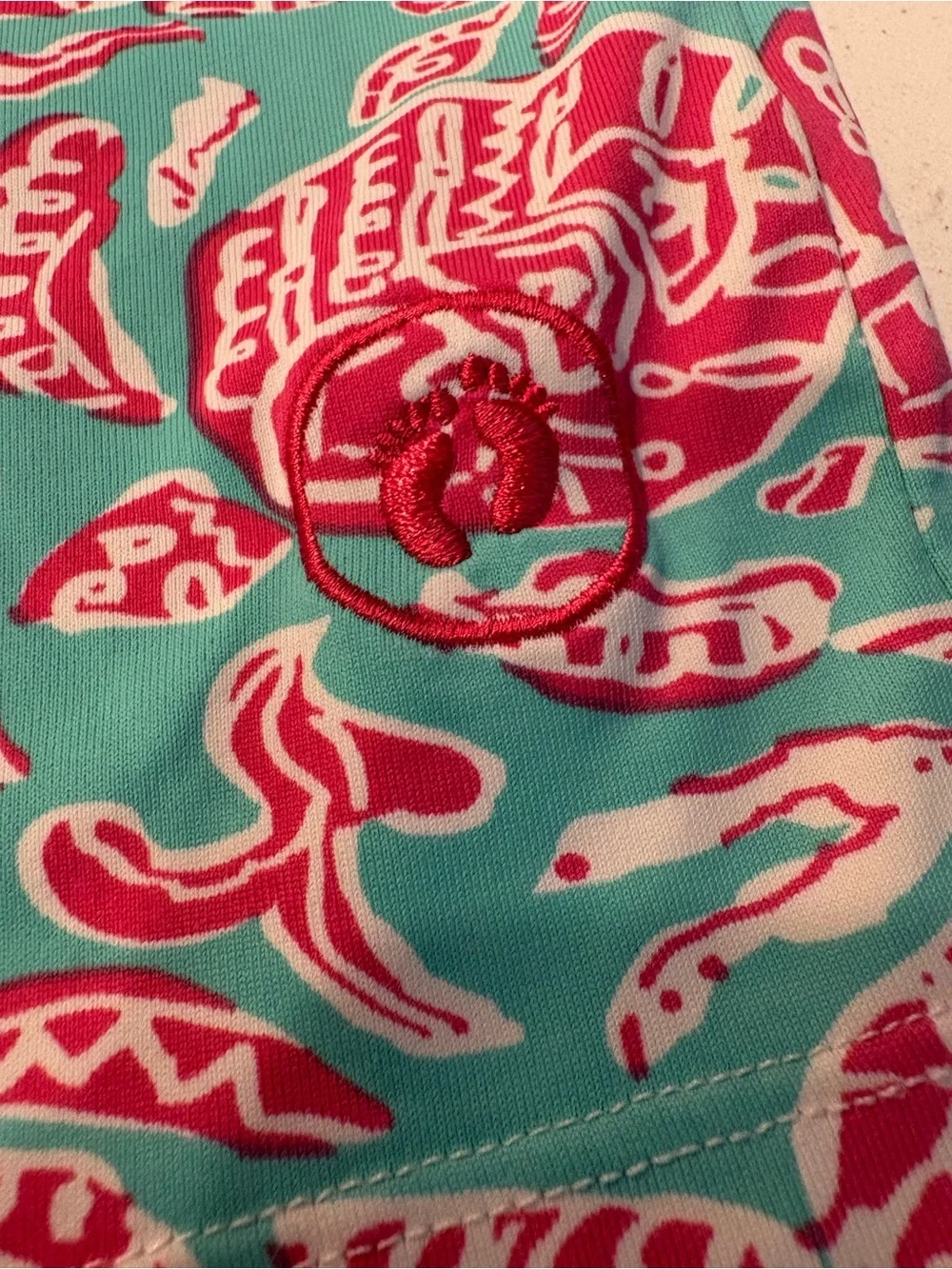 Hang Ten Aqua and Pink Sea Turtle-Print Swim Rash Guard Top UPF 50 size XL